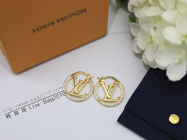 Louis Vuitton純銀飾品 路易威登圓環字母耳環 LV字母鑲鑽奢華耳吊耳勾  zglv2118